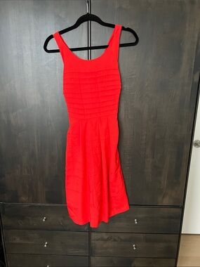 Eva Franco for Anthropologie Pleated Red Cocktail Dress